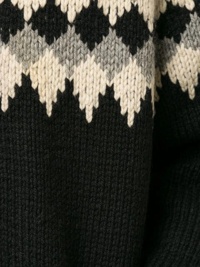 Pre-owned Fake Alpha Vintage Intarsia Knit Cardigan In Black