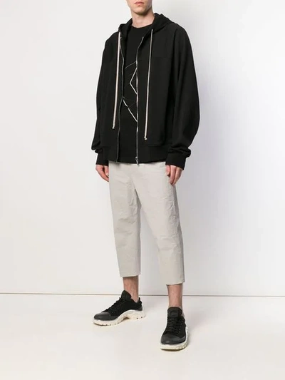 RICK OWENS DROP-CROTCH CROPPED TROUSERS - 灰色