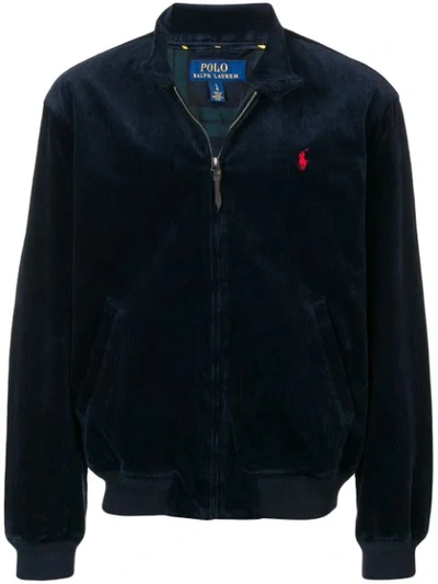 Shop Polo Ralph Lauren Band Collar Corded Jacket In Blue