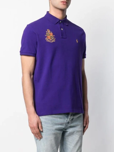 Shop Polo Ralph Lauren Crest Logo Polo Shirt In Purple