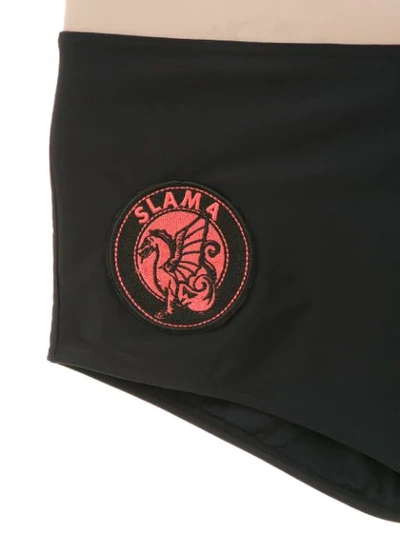 Shop Amir Slama Embroidered Swimming Trunks In Black