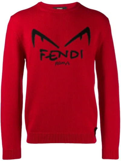 Shop Fendi Diabolic Eyes Jumper In Red