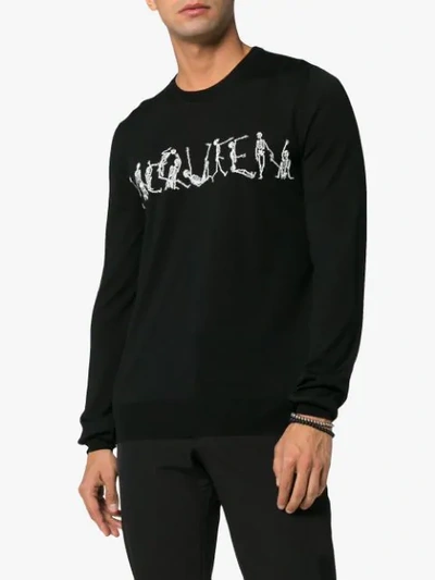 Shop Alexander Mcqueen Dancing Skeleton Crew-neck Sweater In Black