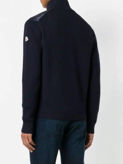 Shop Moncler Padded-panel Cardigan In Blue