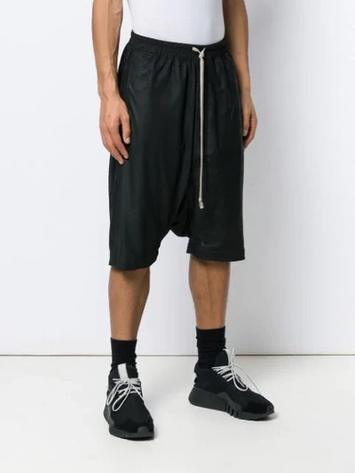 Shop Rick Owens Oversized Leather Shorts In Black