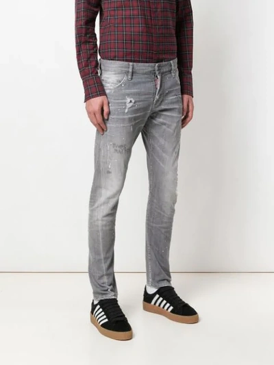 Shop Dsquared2 Distressed Slim Jeans In Grey