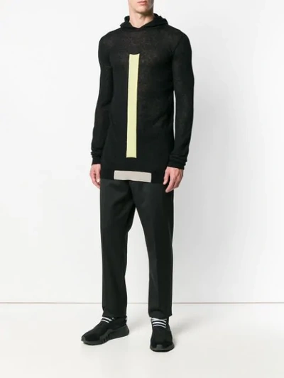 Shop Rick Owens Geo Hooded Colour-block Jumper In Black