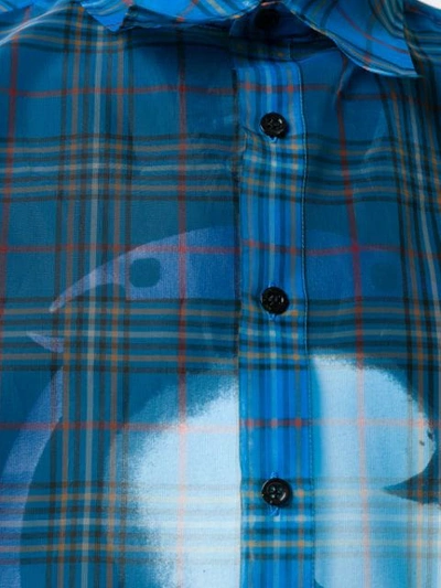 Shop Raf Simons Oversized Transparent Check Shirt In Blue