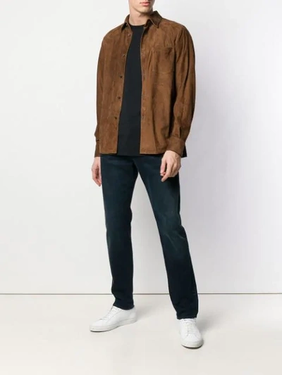 Shop Ajmone Suede Classic Shirt In Brown