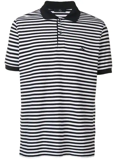 black white striped polo shirt