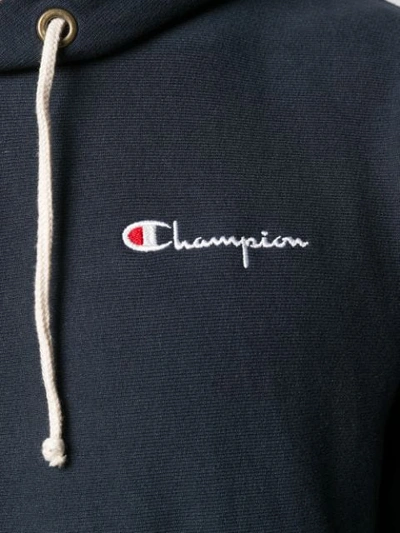 CHAMPION EMBROIDERED LOGO HOODIE - 蓝色