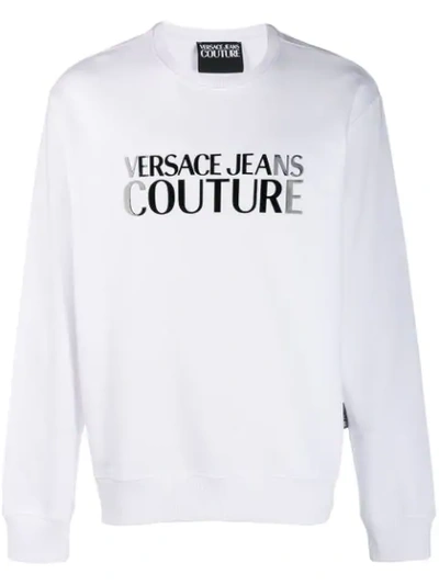 Shop Versace Jeans Couture Logo Sweatshirt In White