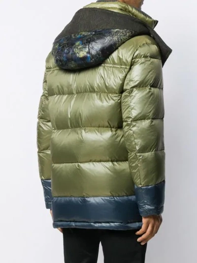 Shop Etro Oversized Padded Coat In Green