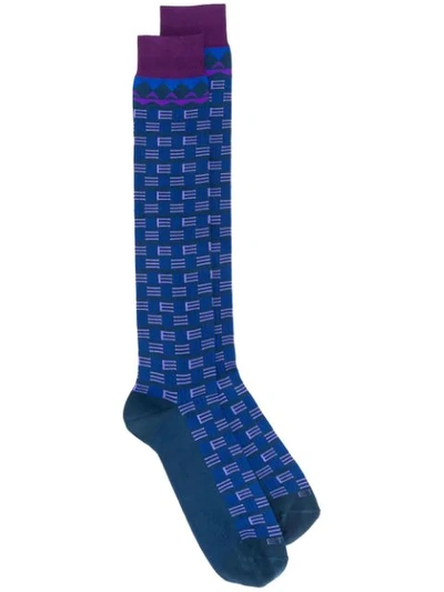 Shop Etro All-over Logo Socks In Blue