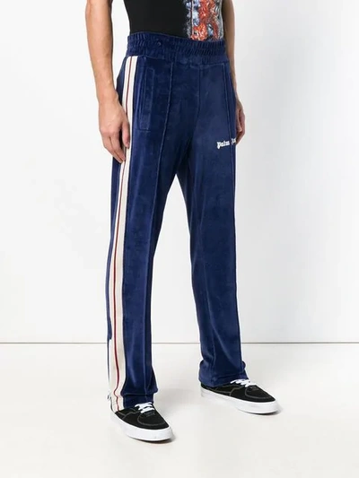 Shop Palm Angels Side-stripe Track Trousers - Blue