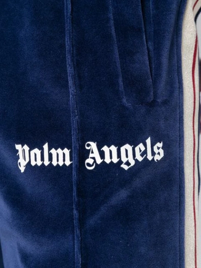 Shop Palm Angels Side-stripe Track Trousers - Blue