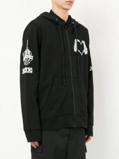 Shop Ktz Back Print Zipped Hoodie In Black