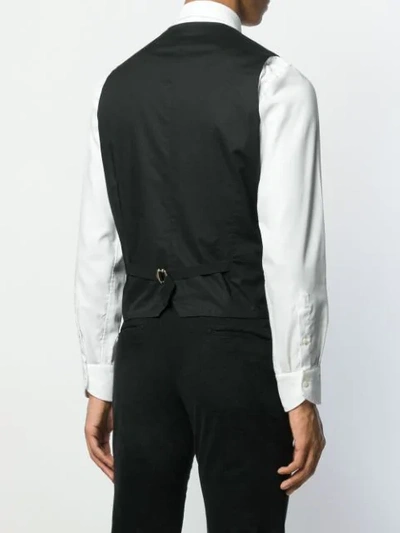 Shop Tagliatore Checked Waistcoat In Black