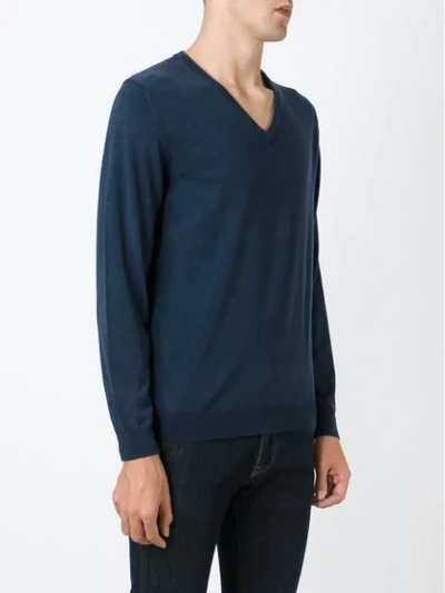 Shop Zanone V Neck Sweater In Blue