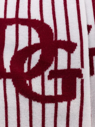 Shop Dolce & Gabbana Striped Logo Socks In W8260 Bianco/bordeaux