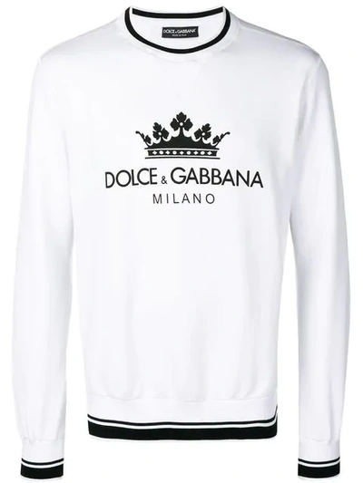 Shop Dolce & Gabbana Contrast Logo Sweatshirt In White