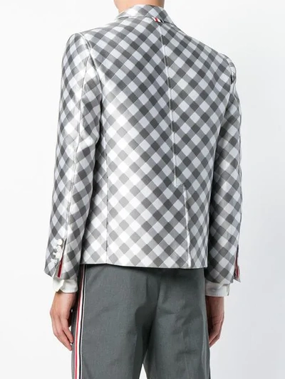 Shop Thom Browne Patch Pocket Gingham Sack Sport Coat In 035 Med Grey