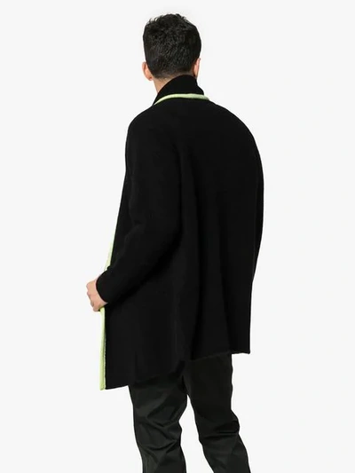 Shop The Elder Statesman Contrasting Stripe Knitted Cashmere Cardigan In Black
