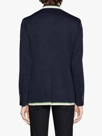 Shop Gucci Blazer Anchor Crest Jacket - Blue