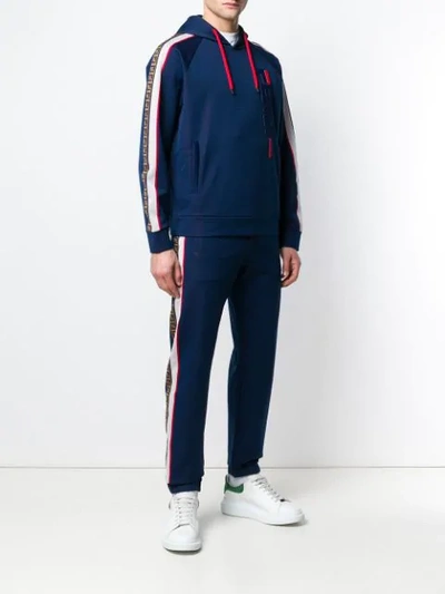 Shop Fendi Logo Embellished Tracksuit In Blue