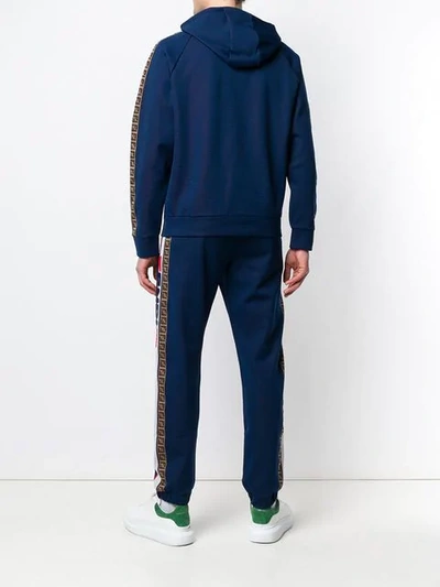 Shop Fendi Logo Embellished Tracksuit In Blue