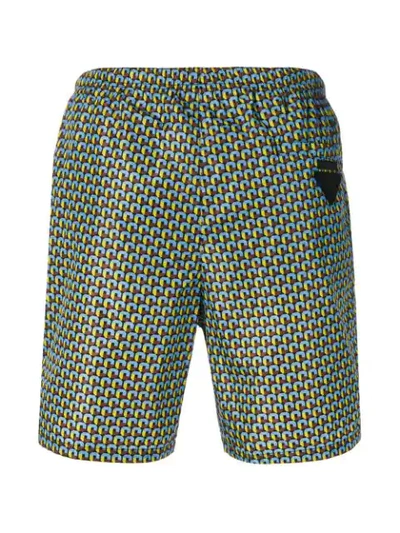 Shop Prada Geometric Print Swim Shorts In Black