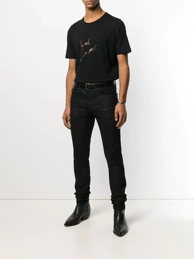 Shop Saint Laurent Animal-print Logo T-shirt In Black