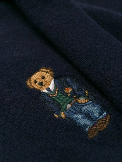 Shop Polo Ralph Lauren Bear Embroidered Sweater In Blue