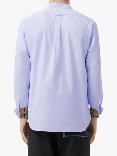 Shop Burberry Button Down Collar Oxford Shirt In Blue