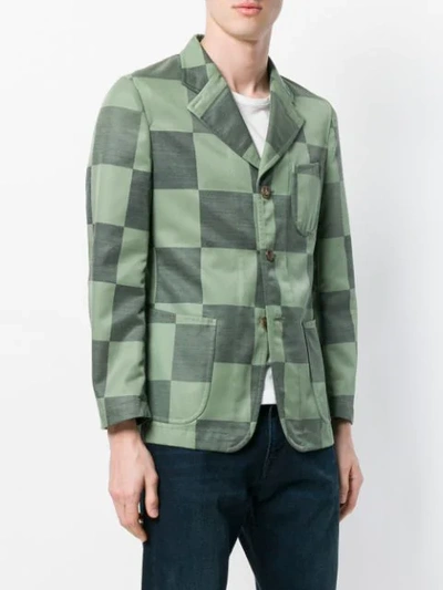 Pre-owned Comme Des Garçons Checkboard Buttoned Jacket In Green