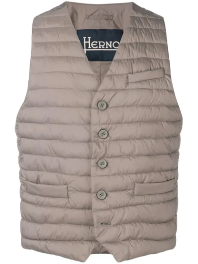 Shop Herno Quilted Gilet In Grey