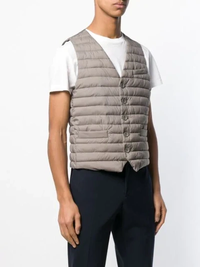 Shop Herno Quilted Gilet In Grey