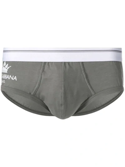 Shop Dolce & Gabbana Logo Briefs In Grey