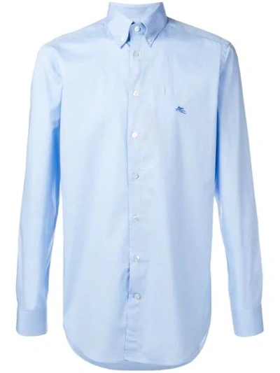 Shop Etro Embroidered Logo Shirt In Blue