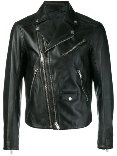 Shop Les Hommes Classic Biker Jacket - Black