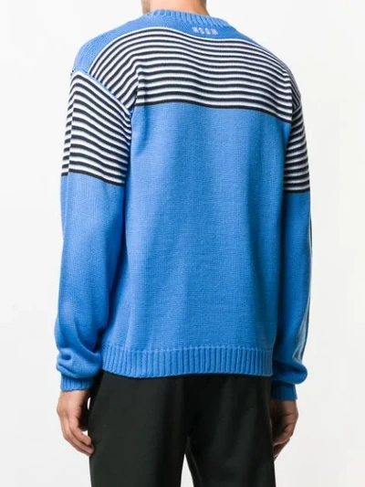 Shop Msgm Identity Knit Sweater - Blue