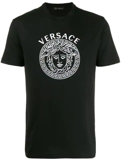 Shop Versace Printed Logo T-shirt In Black