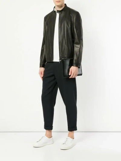 Shop D'urban Flight Leather Jacket In Black