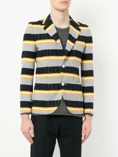 Pre-owned Junya Watanabe Striped Slim Blazer In Grey