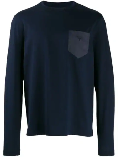 Shop Prada Patch Pocket T In Blue