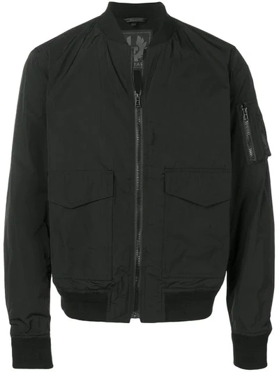 Shop Belstaff Zipped Bomber Jacket In Black