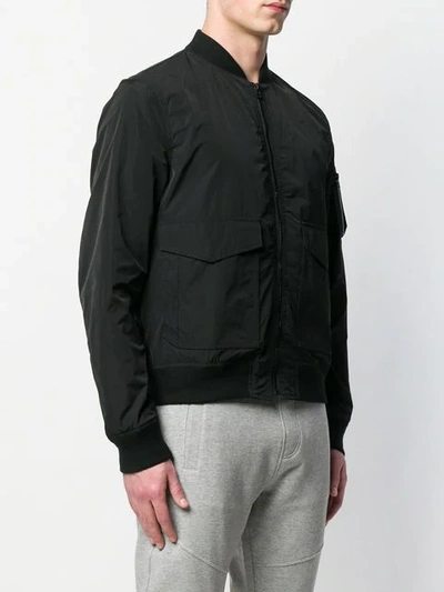 Shop Belstaff Zipped Bomber Jacket In Black