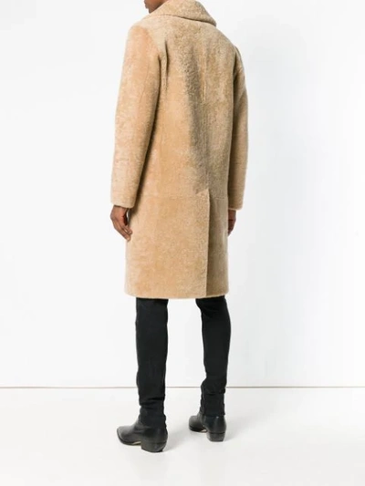 Shop Saint Laurent Single-breasted Coat In 9820 -miel
