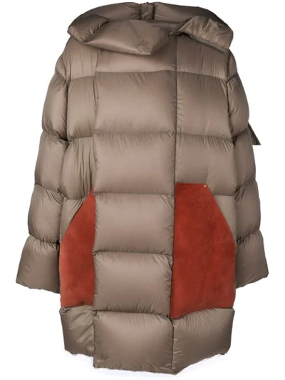Shop Rick Owens Sisy Hooded Puffer Coat In Brown