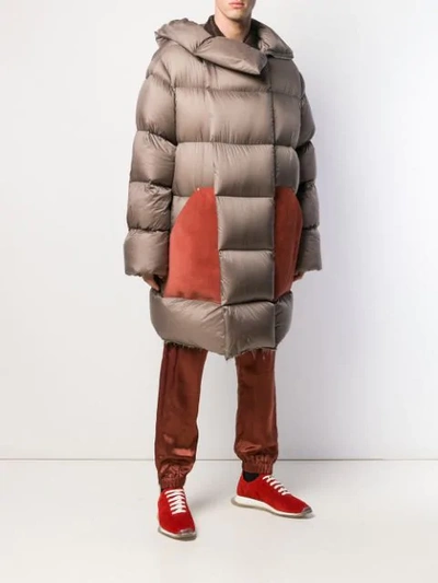 Shop Rick Owens Sisy Hooded Puffer Coat In Brown